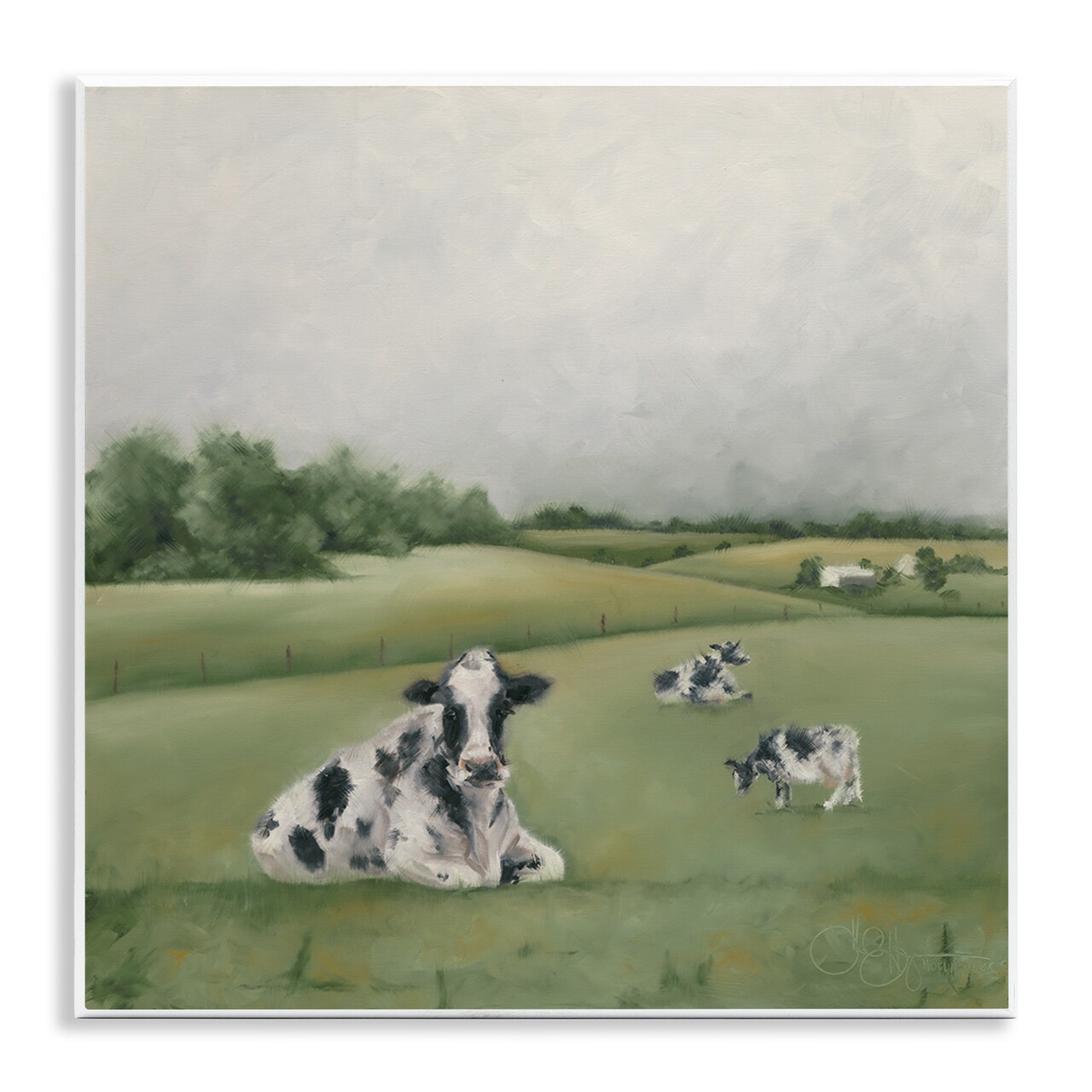 Stupell Industries Dairy Cows Grazing in Green Field Wall Plaque Art